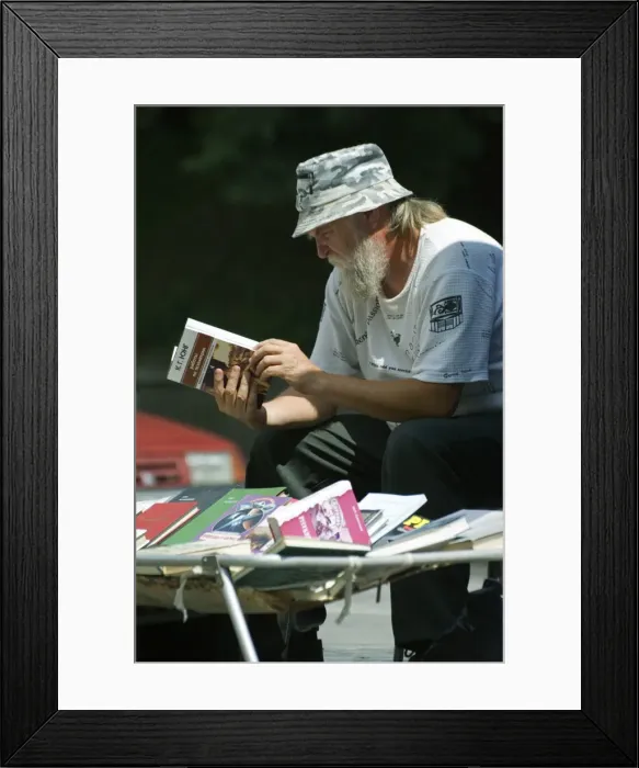 Framed Print : Vendor at Book Market Framed Print : Vendor at Book Market