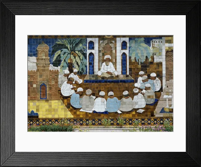 Framed Print : A ceramic panel depicting an Imam teaching the Koran Framed Print : A ceramic panel depicting an Imam teaching the Koran