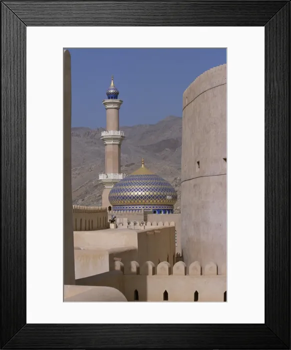 Framed Print : The blue and gold dome and minaret of Masjid Sultan