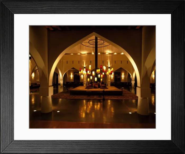 Framed Print : Lamps hang in the main reception of the Chedi Framed Print : Lamps hang in the main reception of the Chedi