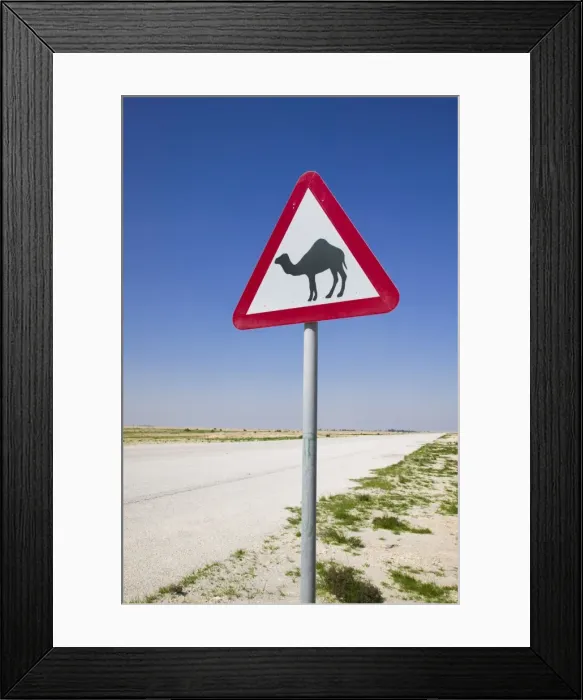 Framed Print : Qatar, Al-Zubara, Road Sign-Road to Al-Zubar Framed Print : Qatar, Al-Zubara, Road Sign-Road to Al-Zubar