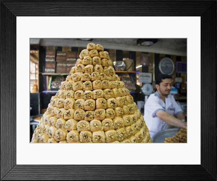 Framed Print : Baklava for sale in a patisserie in downtown Damascus Framed Print : Baklava for sale in a patisserie in downtown Damascus
