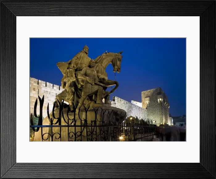 Framed Print : A statue of Saladin stands in front of the citadel Framed Print : A statue of Saladin stands in front of the citadel