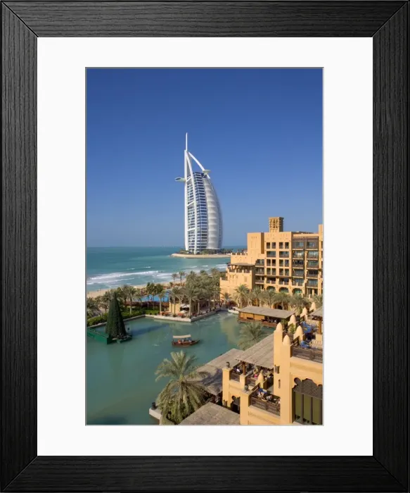 Framed Print : Mina A Salam & Burj Al Arab Hotels, Dubai, United Arab Emirates