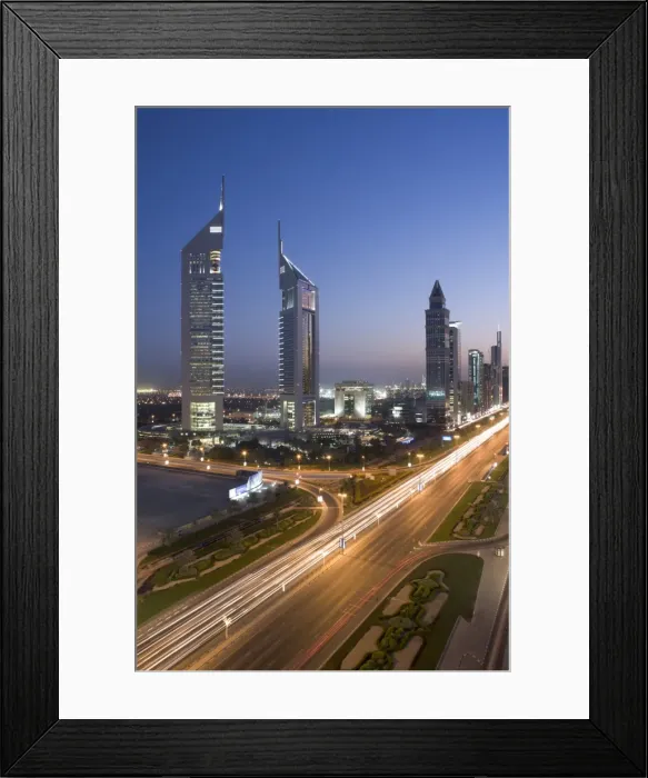 Framed Print : Sheikh Zayad Road & the Emirates Towers, Dubai, United Arab Emirates Framed Print : Sheikh Zayad Road & the Emirates Towers, Dubai, United Arab Emirates