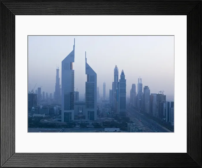 Framed Print : UAE, Dubai, Sheik Zayed Road Area, Emirates Towers