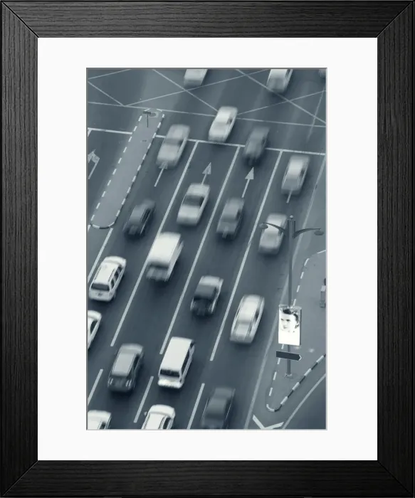 Framed Print : Cars / Traffic on road from above Framed Print : Cars / Traffic on road from above