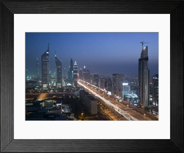 Framed Print : UAE, Dubai, Sheik Zayed Road Area, Emirates Towers Framed Print : UAE, Dubai, Sheik Zayed Road Area, Emirates Towers