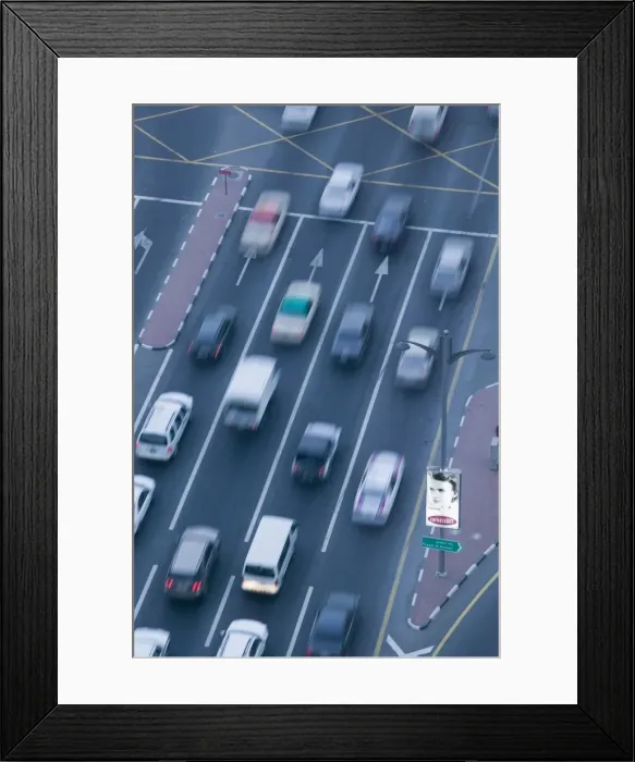 Framed Print : UAE, Dubai, Deira, Traffic Along Baniyas Road