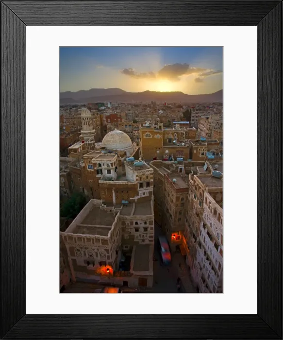 Framed Print : Skyline of Sanaa (Unesco World Heritage City), Yemen Framed Print : Skyline of Sanaa (Unesco World Heritage City), Yemen