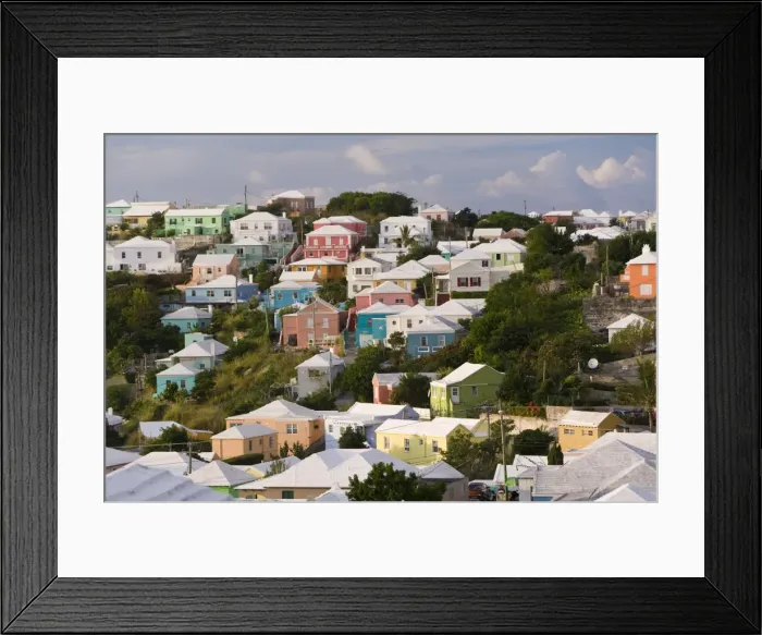 Framed Print : Bermuda, Hamilton, traditonal Bermuda houses Framed Print : Bermuda, Hamilton, traditonal Bermuda houses
