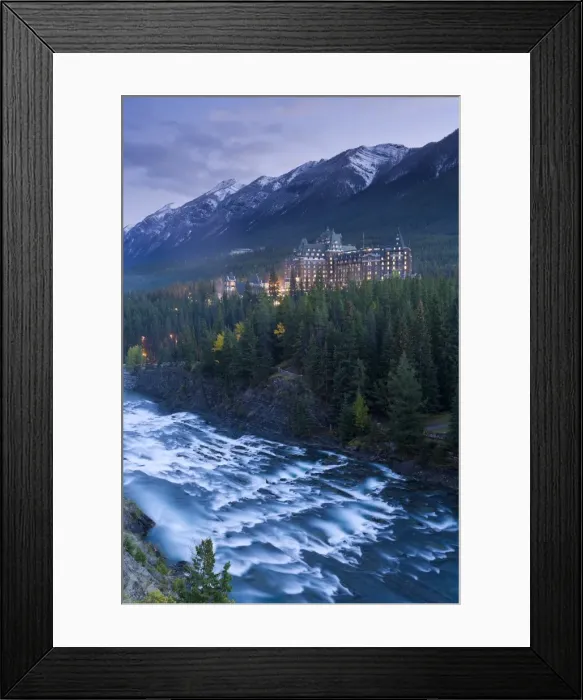 Framed Print : Banff Springs Hotel from Surprise Point & Bow river Framed Print : Banff Springs Hotel from Surprise Point & Bow river