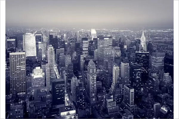 Manhattan skyline at night, New York City, USA