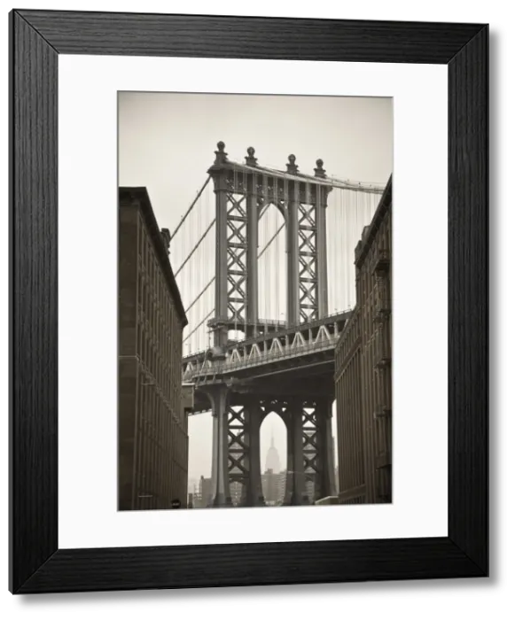 Framed Print : USA, New York City, Manhattan Bridge & Empire State Building Framed Print : USA, New York City, Manhattan Bridge & Empire State Building