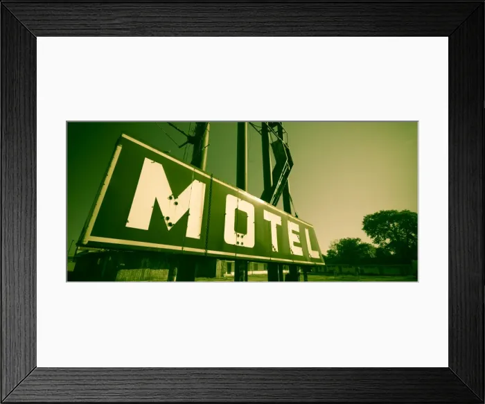 Framed Print : USA, Illinois, Springfield, Route 66, Derelict Motel sign Framed Print : USA, Illinois, Springfield, Route 66, Derelict Motel sign