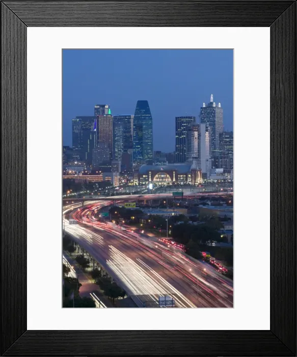 Framed Print : Skyline & Stemmons Freeway, Dallas, Texas, USA