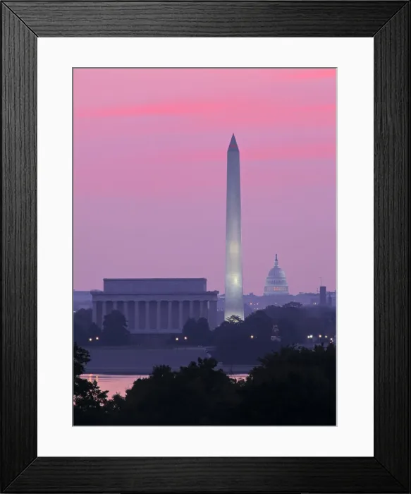 Framed Print : Lincoln & Washington Memorials & Capitol, Washington D Framed Print : Lincoln & Washington Memorials & Capitol, Washington D