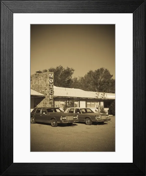 Framed Print : USA, New Mexico, Route 66, Tucumcari, 1970s style motel