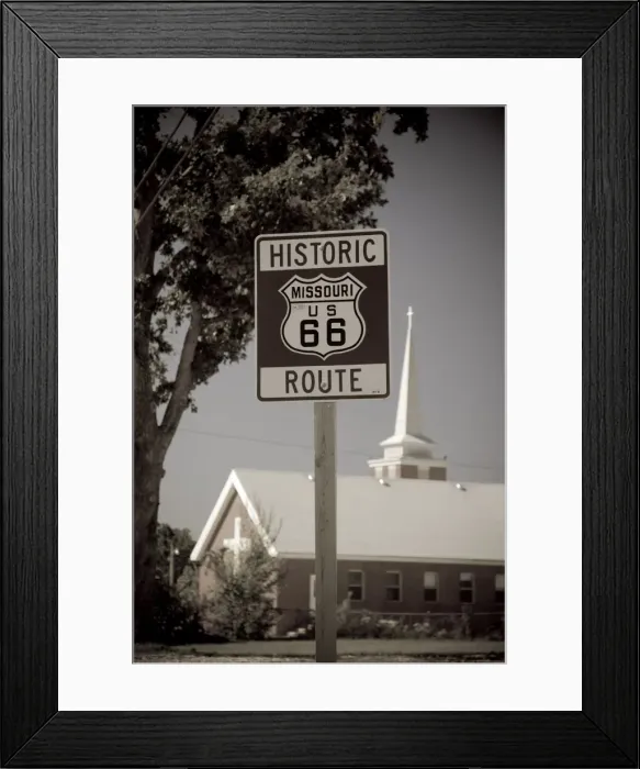 Framed Print : USA, Missouri, Route 66, Buckhorn, Historic Route 66 sign Framed Print : USA, Missouri, Route 66, Buckhorn, Historic Route 66 sign