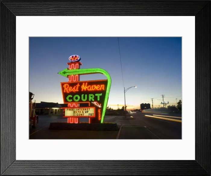 Framed Print : USA, Missouri, Route 66, Springfield, Rest Haven Court Motel Framed Print : USA, Missouri, Route 66, Springfield, Rest Haven Court Motel