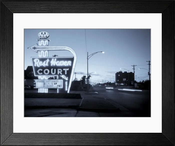 Framed Print : USA, Missouri, Route 66, Springfield, Rest Haven Court Motel