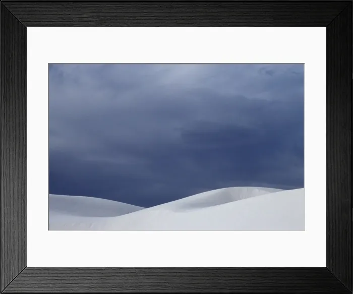 Framed Print : White sand dunes contrast against a stormy Framed Print : White sand dunes contrast against a stormy