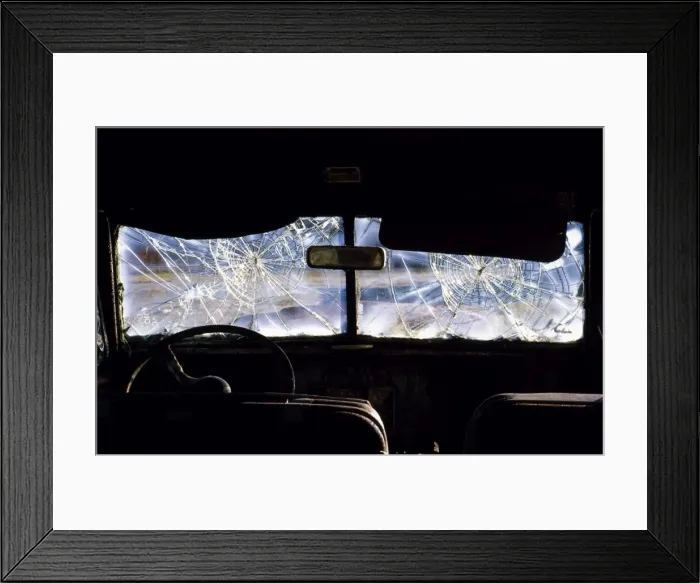Framed Print : The interior of a wrecked and abandoned car on Deer Isle, Maine Framed Print : The interior of a wrecked and abandoned car on Deer Isle, Maine