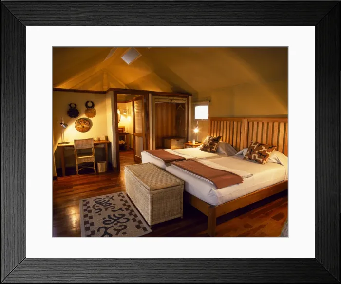 Framed Print : Interior of luxury tented bedroom Framed Print : Interior of luxury tented bedroom