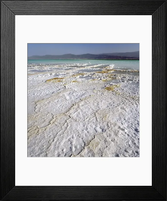 Framed Print : Pure salt crystallizes on the flats beside Lake Assal Framed Print : Pure salt crystallizes on the flats beside Lake Assal