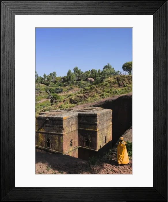 Framed Print : Ethiopia, Lalibela, Pilgrim at the church of Bet Giyorgis (St Framed Print : Ethiopia, Lalibela, Pilgrim at the church of Bet Giyorgis (St
