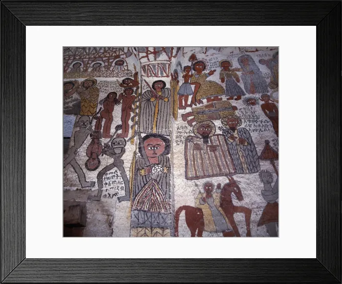 Framed Print : Fine murals decorate the interior of the rock-hewn