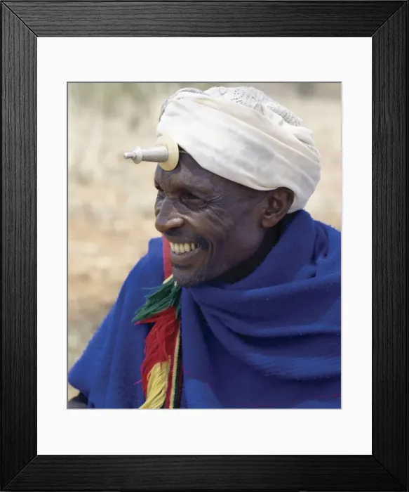 Framed Print : A Borana man at Mega in southern Ethiopia wears a phallic Framed Print : A Borana man at Mega in southern Ethiopia wears a phallic