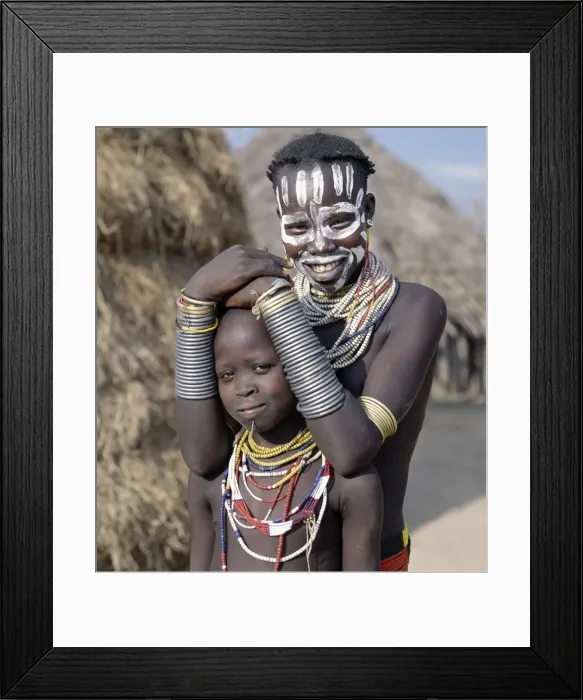 Framed Print : Two pretty Karo girls in traditional attire Framed Print : Two pretty Karo girls in traditional attire