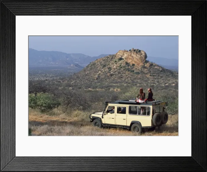 Framed Print : Mobile safari in Kenya with Samburu moran warriors as game spotters Framed Print : Mobile safari in Kenya with Samburu moran warriors as game spotters
