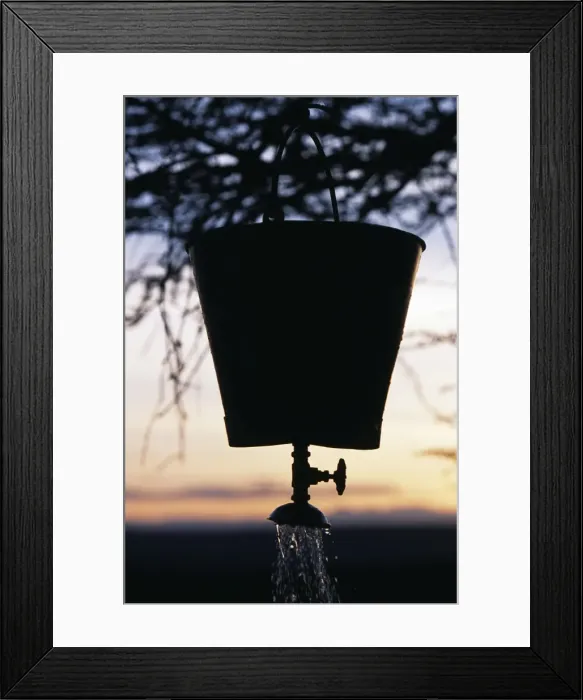 Framed Print : Bush shower at a flycamp during a camel trek at Sabuk Framed Print : Bush shower at a flycamp during a camel trek at Sabuk
