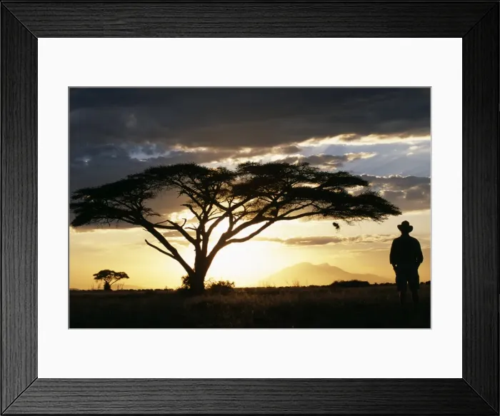 Framed Print : Watching the sun go down behind Longido Mountain on Framed Print : Watching the sun go down behind Longido Mountain on