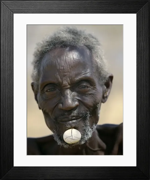 Framed Print : Turkana elders wear decorative ivory lip ornaments Framed Print : Turkana elders wear decorative ivory lip ornaments