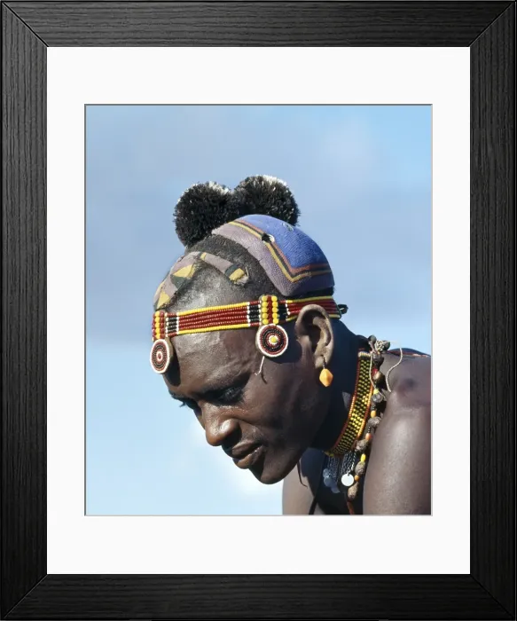 Framed Print : A Turkana man with a fine clay hairstyle Framed Print : A Turkana man with a fine clay hairstyle