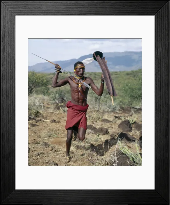 Framed Print : The traditional weaponry of the Turkana warriors consisted Framed Print : The traditional weaponry of the Turkana warriors consisted