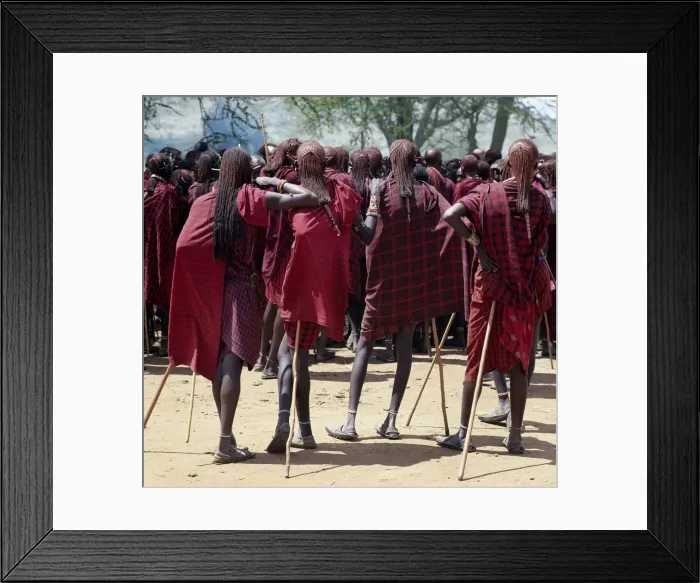 Framed Print : Msai warriors resplendent with long ochred braids Framed Print : Msai warriors resplendent with long ochred braids