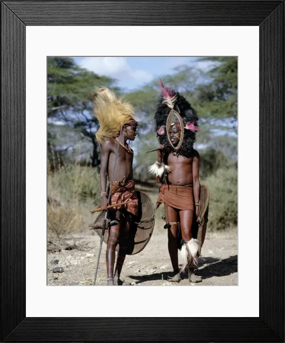 Framed Print : Two Msai warriors in full regalia Framed Print : Two Msai warriors in full regalia