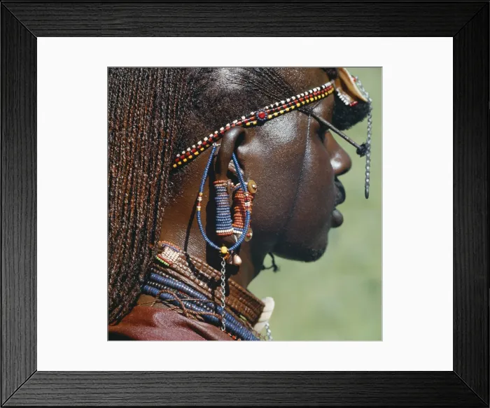 Framed Print : Detail of a Msai warriors ear ornaments Framed Print : Detail of a Msai warriors ear ornaments