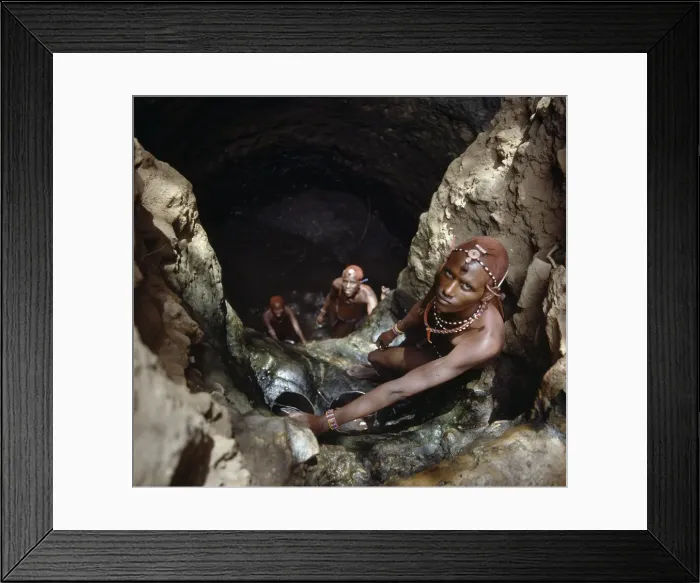 Framed Print : Msai warriors draw water from a deep well Framed Print : Msai warriors draw water from a deep well
