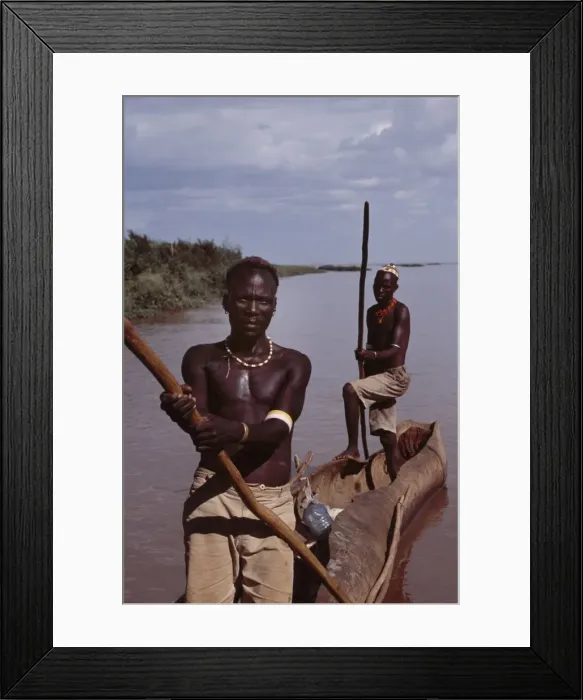 Framed Print : El Molo fishermen in their dugout canoe on the fringe