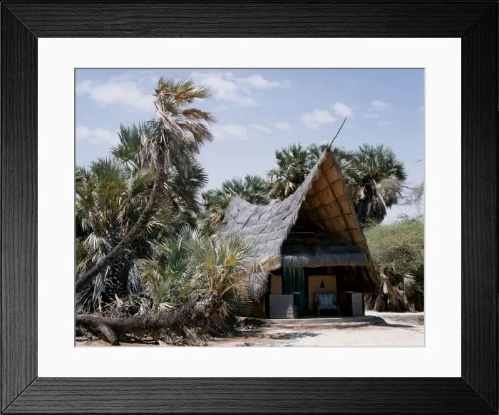 Framed Print : One of the thatched accommodation huts of Kalacha Lodge Framed Print : One of the thatched accommodation huts of Kalacha Lodge