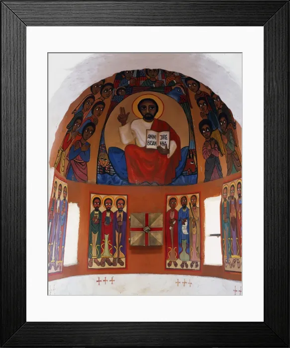 Framed Print : Ethiopian style religious painting in the small Catholic Framed Print : Ethiopian style religious painting in the small Catholic