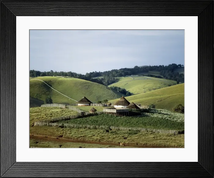 Framed Print : Traditional African houses surrounded by good pasture Framed Print : Traditional African houses surrounded by good pasture