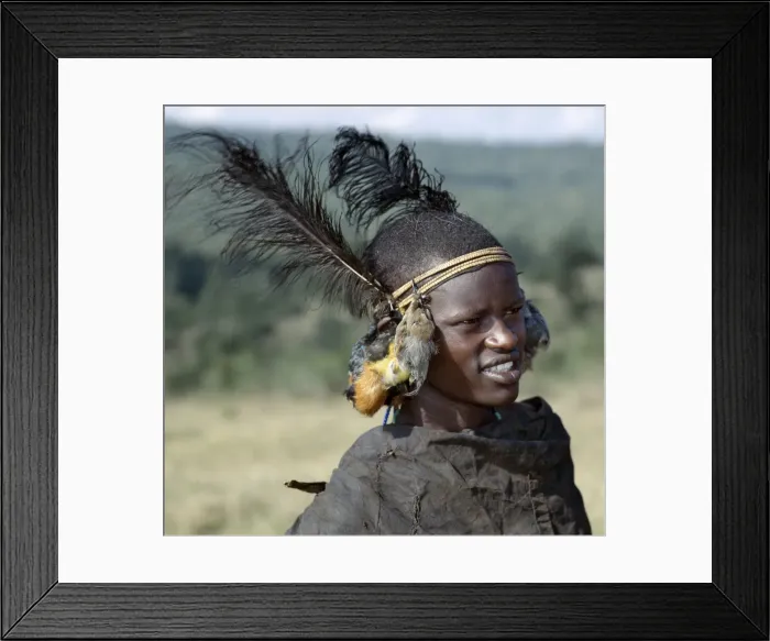 Framed Print : A Samburu initiate with bird skins hanging from his headband Framed Print : A Samburu initiate with bird skins hanging from his headband