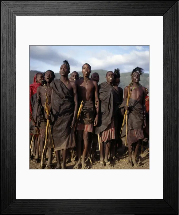 Framed Print : Samburu initiates sing during the month after their circumcision Framed Print : Samburu initiates sing during the month after their circumcision