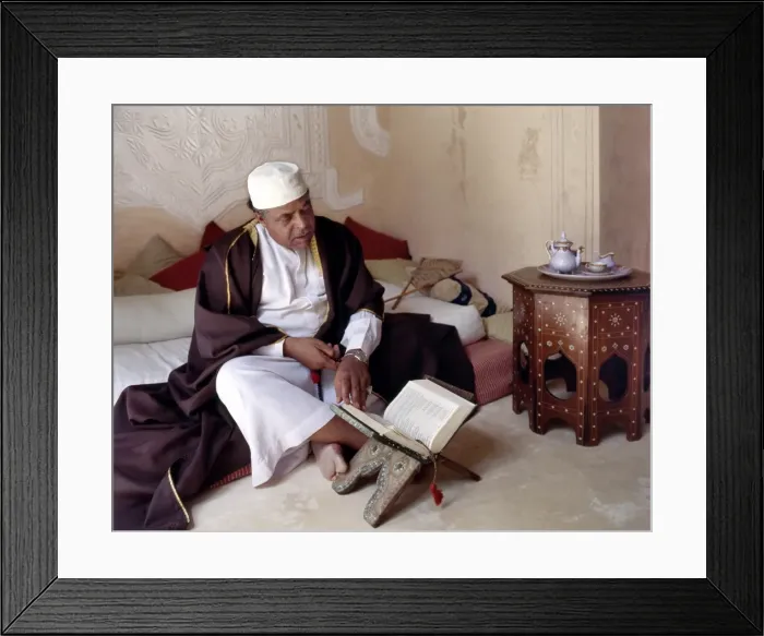Framed Print : Abdul Malik Bilali recites the Holy Koran in his beautiful Framed Print : Abdul Malik Bilali recites the Holy Koran in his beautiful